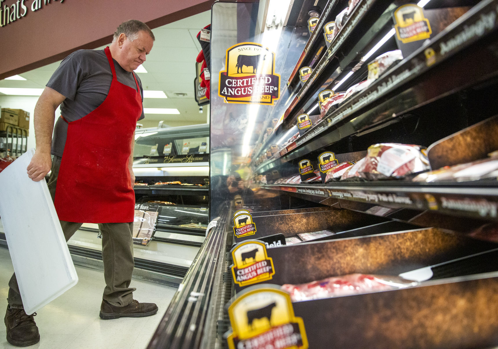 Stocking the shelves at Swensen's